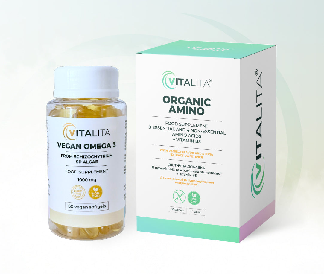Food supplements VITALITA Organic Amino and VITALITA Vegan Omega 3