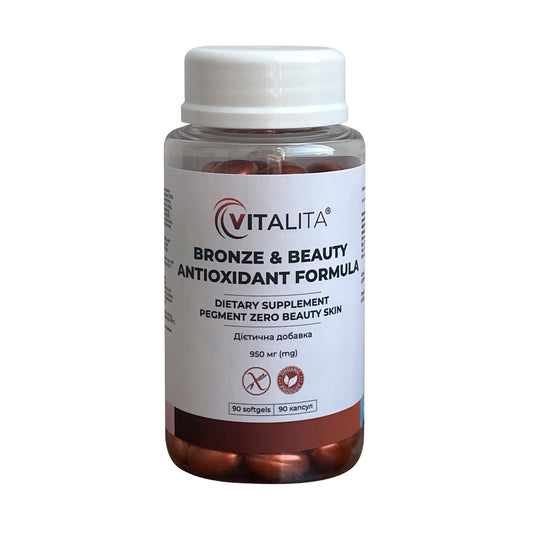 Вітаміни VITALITA Bronze & Beauty Antioxidant Formula  - Антиоксидант Формула - Основна сторона - Front side