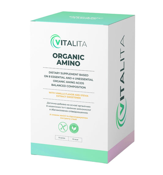 Харчова добавка амінокислоти VITALITA Органік Аміно - aminoacids Organic Amino - Передня сторона - Front side